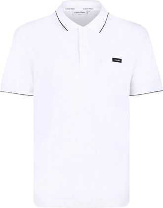 Calvin Klein Wit Logo Patch Polo Shirt - Heren - Polos - Wit - M - Katoen - Tops
