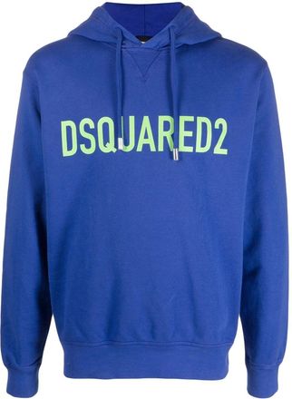 Dsquared2 logo-print cotton hoodie - men - Cotton - L - Blue