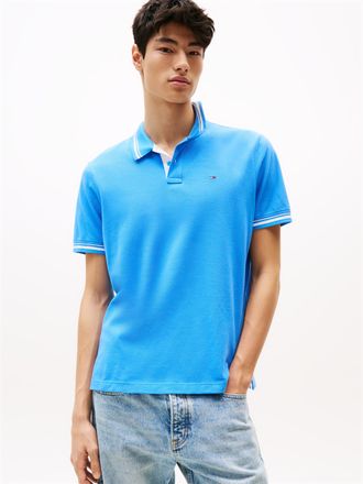 Tommy Jeans Poloshirt TOMMY JEANS TJM REG TIPPED POLO EXT, Herren, Gr. M, copenhagen blau, Jersey, Obermaterial: 100% Baumwolle, unifarben, regular fit normal, Ru