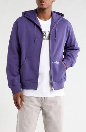 Carhartt Work in Progress Embroidered Logo ZIp Hoodie in Calla at Nordstrom, Size Xx-Large