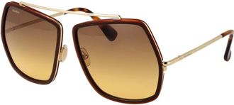 Max Mara Metalen Zonnebril - Dames - Zonnebrillen - Bruin - ONE Size - Accessoires