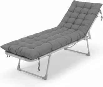 Relaxdays Relaxdays bench pad, 180x50 cm, padded, quilted, with ties, outdoor, for garden benches and pallets, grey