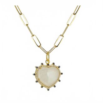 Rachel Reinhardt Jewelry Womens Moonstone Heart Necklace In Gold