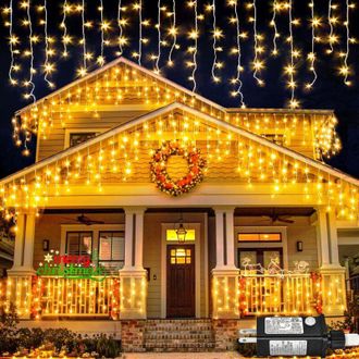 OEM Guirnalda De Luces Navide&ntilde;as Para Exteriores, 10 Metros De Largo, 400 Luces Blancas C&aacute;lidas, Enchufable, 8 Modos