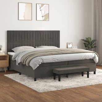 vidaXL Vidaxl - Cama Box Spring Con Colch&oacute;n Terciopelo Gris Oscuro 200x200 Cm