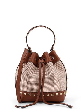 Valentino Garavani Rockstud Spike Canvas And Leather Shoulder Bag