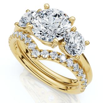 Pompeii3 Certified 2 1/2Ct Athena Engagement & Wedding Ring Set 14k Gold or Pt Lab Grown