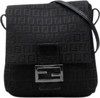 Fendi Pre-owned Zucchino Canvas Leather Shoulder Bag - Dames - Vintage Schoudertas - Zwart - ONE Size - Leer - Vintage