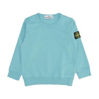 Stone Island Turquoise Cotton Jumper with Ribbed Details - male - Stone Island - Kids Sweatshirts - Blue - 8 Y - Kids
