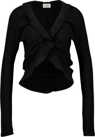 Saint Laurent Gerimpelde blouse van zijden cr&ecirc;pe de Chine - Dames - Longsleeves - Zwart - S - Tops