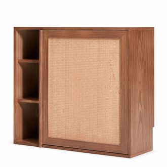 Nordlys Mueble de almacenaje con escritorio de madera oscura y rat&aacute;n