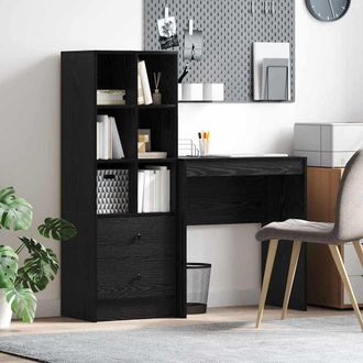 vidaXL Scrivania Con Spazio Di Archiviazione 2 Pcs Rovere Nero - Vidaxl