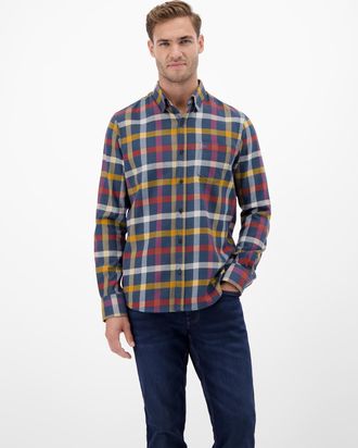 Lerros Flanellhemd LERROS Karo-Flanellhemd, smart und l&auml;ssig, Damen, Gr. XXL, Normalgr&ouml;ssen, classic navy, 100% Baumwolle, Hemden Flanellhemd