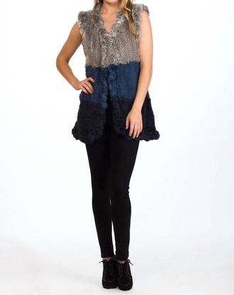 Love Token Aja Fur Vest In Denim