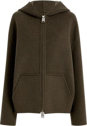 Khaite Dolem Hooded Zip-Up Jacket - Dames - Vesten met rits - Bruin - XS - Wol - Hoodies & sweatvesten