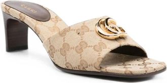 Gucci Slide Sandal with Double G - female - Gucci - Heeled Mules - Beige - 8 UK - Shoes