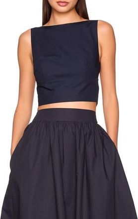 Susana Monaco Open Bow Back Cotton Poplin Top in Midnight at Nordstrom Rack, Size X-Small