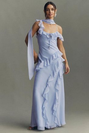 BHLDN Lottie Ruffled Chiffon Gown