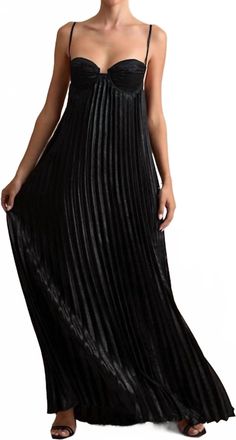 Lulus Womens Brilliant Allure Pleated Maxi Dress In Black