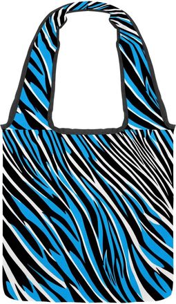 Generic Blue Zebra Stripes Reversible Canvas Shoulder Tote - Double-Sided Print, 12oz Cotton, 27cm Drop, Fold-Flat Bag for Travel, Shopping, Street Outings