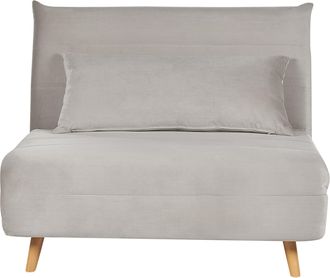 Beliani Beliani - Sof&aacute; De Terciopelo Moderno De 1 Asiento Cama Individual Con Coj&iacute;n Gris Claro Setten