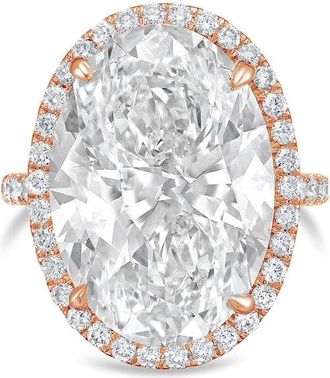 Diana M. Jewels 18kt rose gold 5ct lab grown Oval Diamond Halo Pav&eacute; Ring