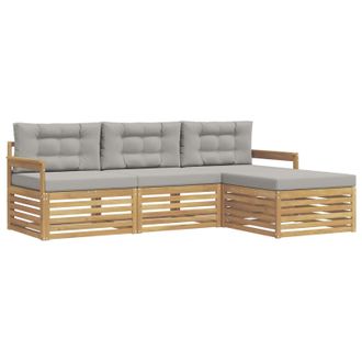 vidaXL Conjunto De Sof&aacute;s De Exterior 4 Pcs Blanco Y Gris Claro Vidaxl