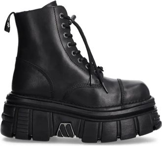 New Rock 80mm lace-up platform boots - unisex - Calf Leather/Rubber/Calf Leather - 37 - Black