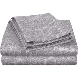 Superior Paisley 600 Thread Count Sateen Sheet Set in Dark Grey at Nordstrom Rack, Size Twin X-Long