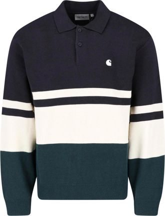Carhartt Work in Progress Multicolor Striped Viscose-Blend Long-Sleeve Polo Shirt