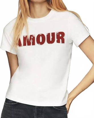 Sanctuary Amour Embellished Tee In White/ Cherry Lacquer