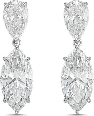 Diana M. Jewels 14KW WG 20.00 Ct TW of Lab grown pear and marquise shape diamond drop earrings