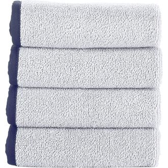 Brooks Brothers Four-Piece Contrast Frame Cotton Washcloth Set in Silver at Nordstrom Rack