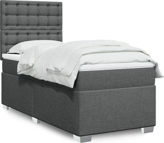vidaXL Vidaxl - Cama Box Spring Con Colch&oacute;n Tela Gris Oscuro 80x200 Cm