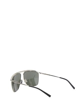 Saint Laurent Womens Metallic Aviator Sunglasses With Curved Top Bar Metal