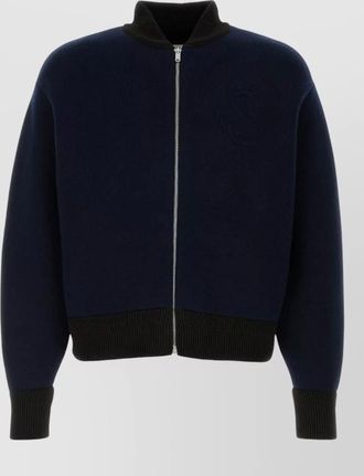 Jil Sander ribbed collar cardigan in wool blend