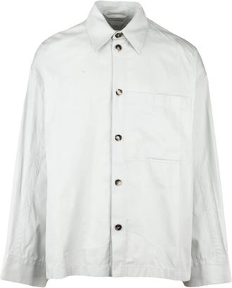 Bottega Veneta Zijdeblend Oversized Overhemd - Heren - Casual Overhemden - Grijs - M - Katoen - Overhemden