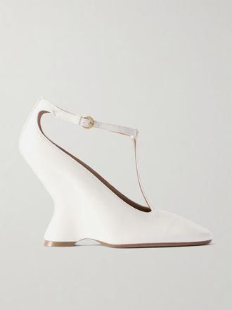 Dries Van Noten Décolleté Mary Jane In Pelle Con Zeppa - Bianco