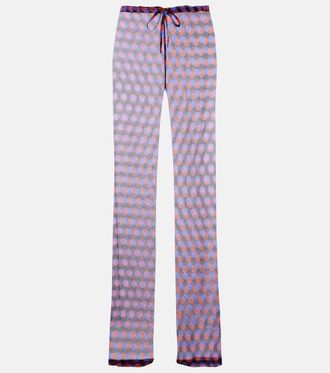 Dries Van Noten Pantalones rectos de seda con lunares