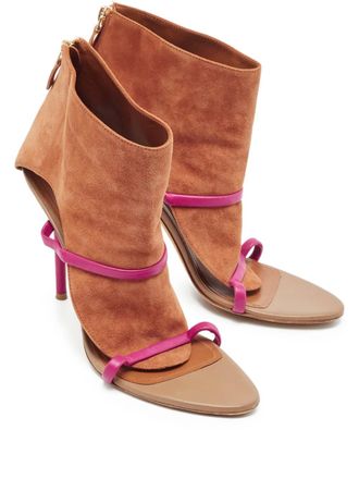 Malone Souliers dual-strap heeled sandals - women - Calf Suede/Calf Leather/Calf Leather - 41 - Brown
