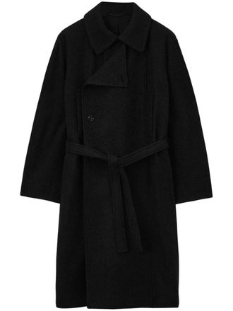 Christophe Lemaire asymmetrical wool coat - women - Cotton/Wool - 38 - Black