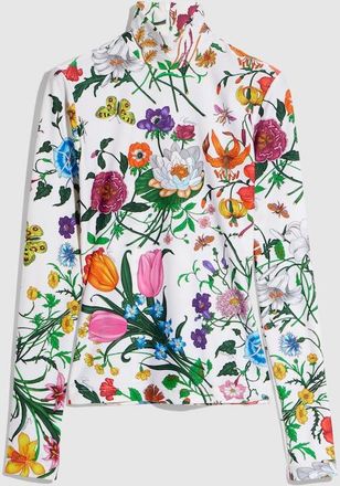 Gucci Printed Nylon Jersey Turtleneck Top, White, Ready-to-wear