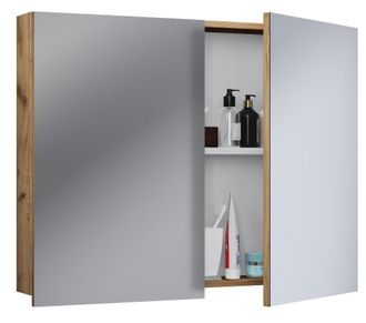 ebuy24 Armario De Ba&ntilde;o Vcm Atemporal Dimensiones Aprox. Al. 60 X An. 80 X P. 12 Cm Dos Puertas Giratorias Armario De Espejo - Badinos 60 X 80 Cm (roble De Mi