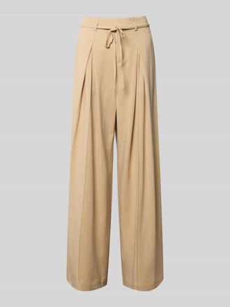 Suncoo Wide Leg Stoffhose mit Bindeg&uuml;rtel Modell JEFF in Beige, Gr&ouml;&szlig;e XL