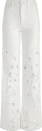 Alice & Olivia Weezy high-rise embroidered eyelet jeans - White