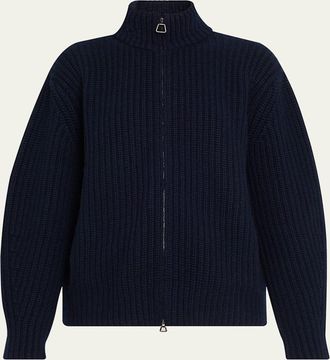Akris Chunky Cashmere Knit Oversized Zip Cardigan