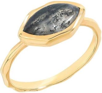 Tiramisu 14K Over Silver 2.50 Ct. Tw. Black Rutilated Quartz Solitaire Ring