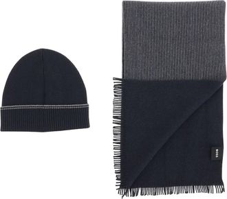 HUGO BOSS Tweedelige set van katoen en wol - Heren - Accessoires - Blauw - Maat: ONE Size Katoen