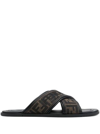 Fendi FF-jacquard slides - Black
