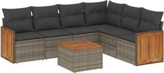 vidaXL Vidaxl - Set De Sof&aacute;s De Jard&iacute;n 7 Piezas Con Cojines Rat&aacute;n Pe Gris